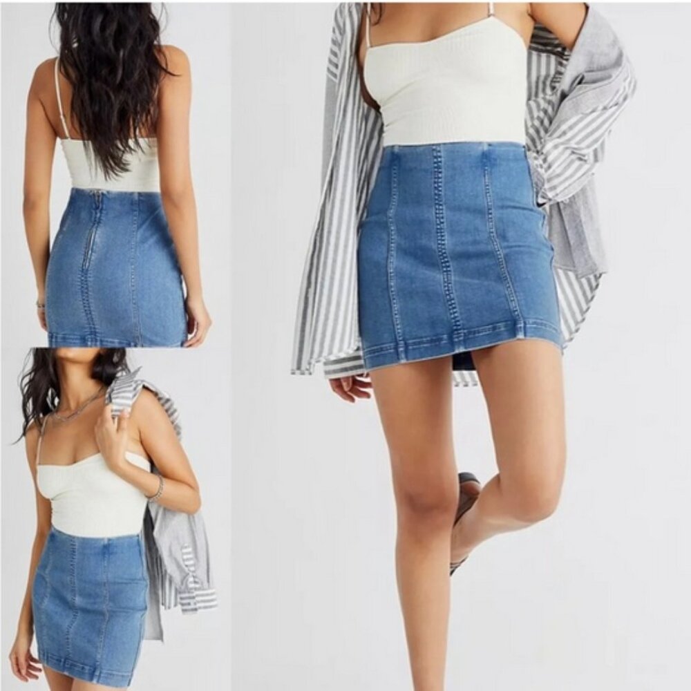 Free People Modern Femme Denim Mini Skirt Size 6 - Picture 13 of 16